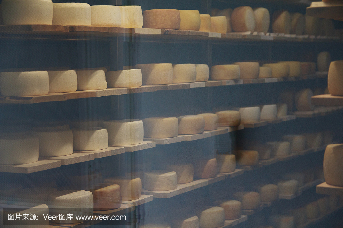 牛奶室架子上的奶酪有温度控制